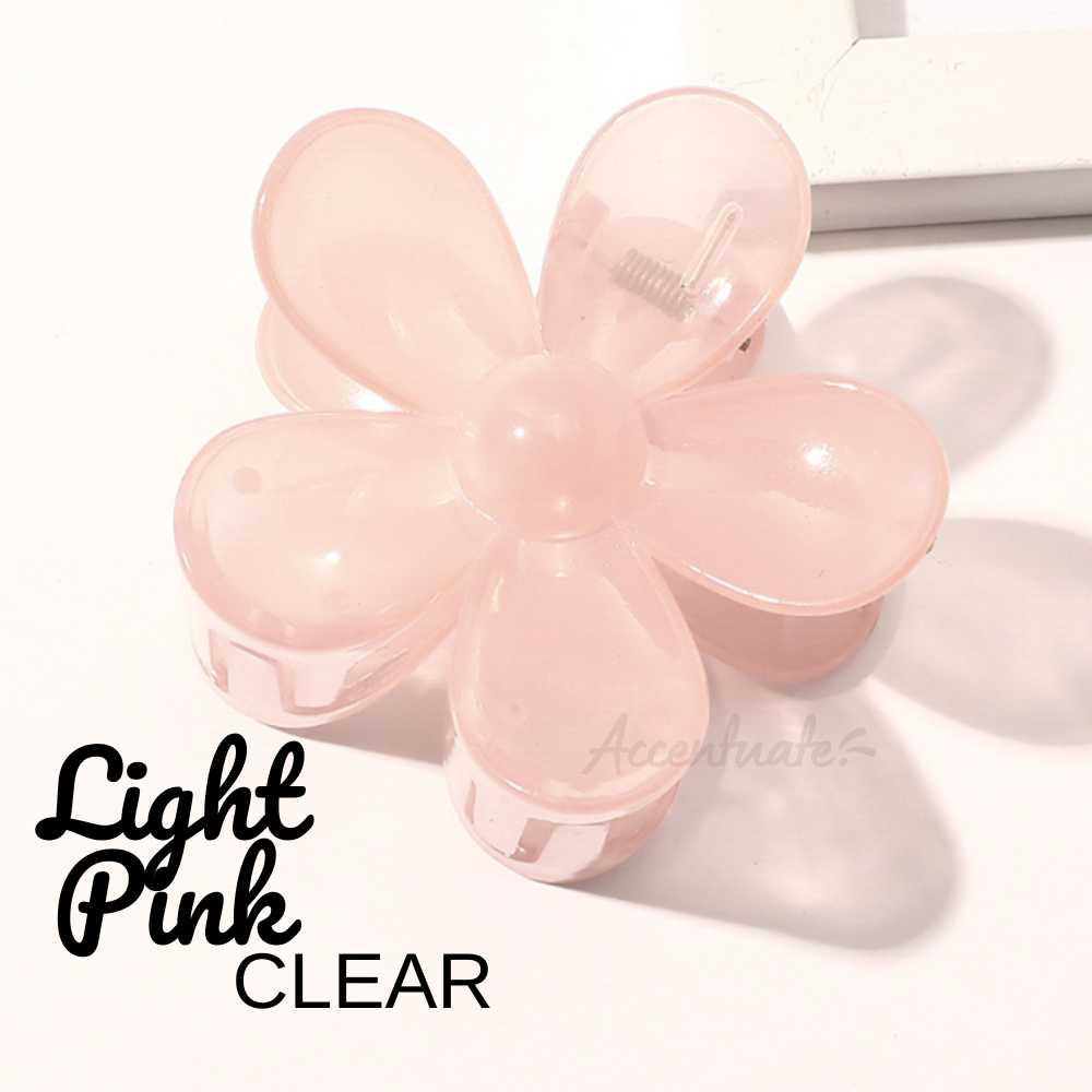 Clear - Light Pink Flower Shape Hair Clip Clasp