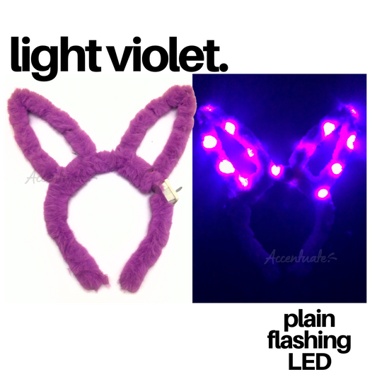 Light Violet Plain LED Fluffy Bunny Ear Headband