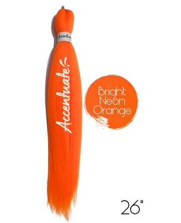 26" Plain Bright Neon Orange Pre-Stretched Hair Extension