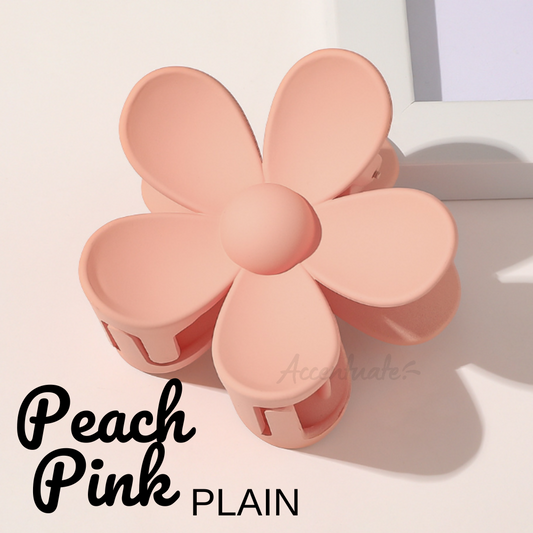 Peach Pink Plain Flower Shape Hair Clip Clasp