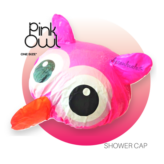 Pink Owl Design - Shower Cap for Adults & Children