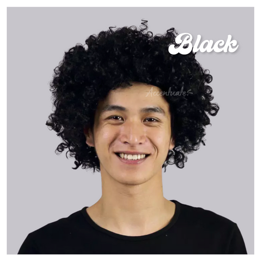 Plain Black Low-Volume Afro Style Wig