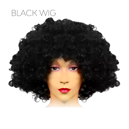 Plain Black Medium-Volume Afro Style Wig