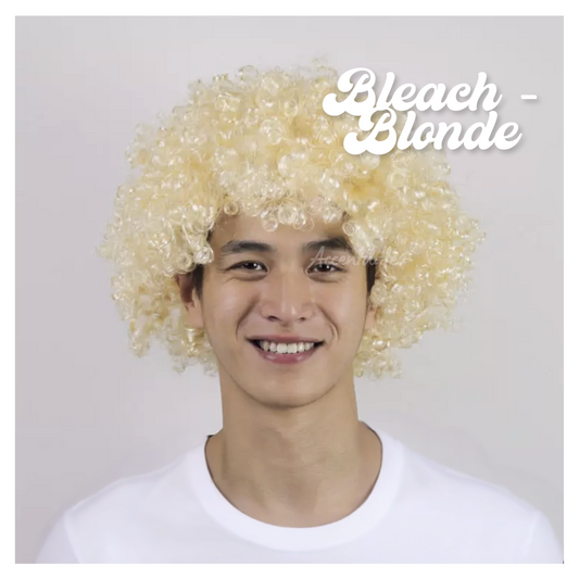 Plain Bleach Blonde Low-Volume Afro Style Wig