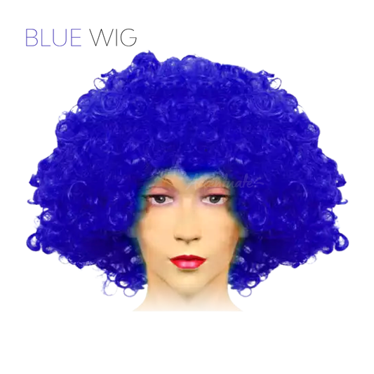 Plain Blue Medium-Volume Afro Style Wig