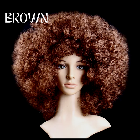 Plain Brown High-Volume Afro Style Wig