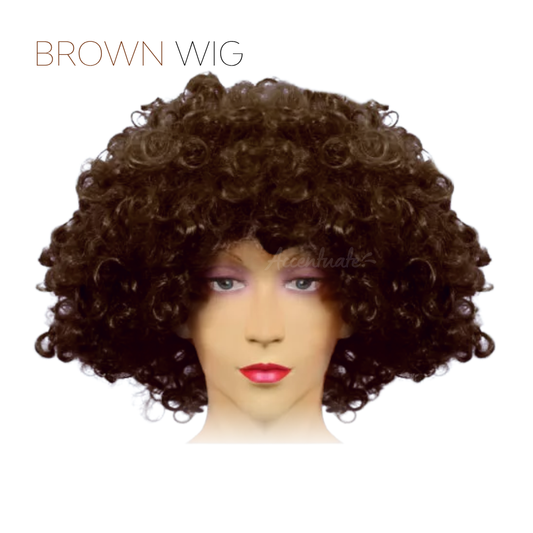 Plain Brown Medium-Volume Afro Style Wig
