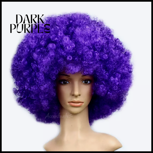 Plain Dark Purple High-Volume Afro Style Wig