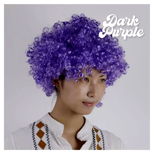 Plain Dark Purple Low-Volume Afro Style Wig