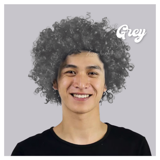 Plain Grey Low-Volume Afro Style Wig
