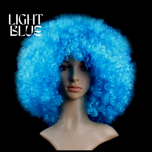 Plain Light Blue High-Volume Afro Style Wig