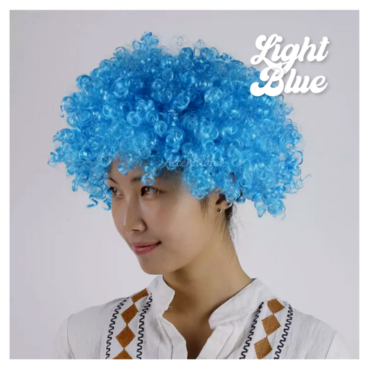 Plain Light Blue Low-Volume Afro Style Wig