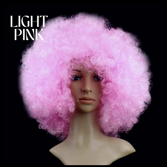 Plain Light Pink High-Volume Afro Style Wig