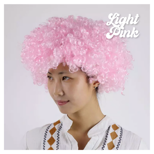 Plain Light Pink Low-Volume Afro Style Wig