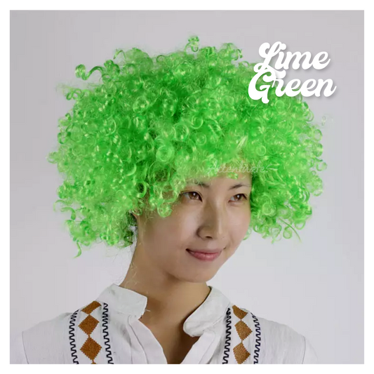 Plain Lime Green Low-Volume Afro Style Wig