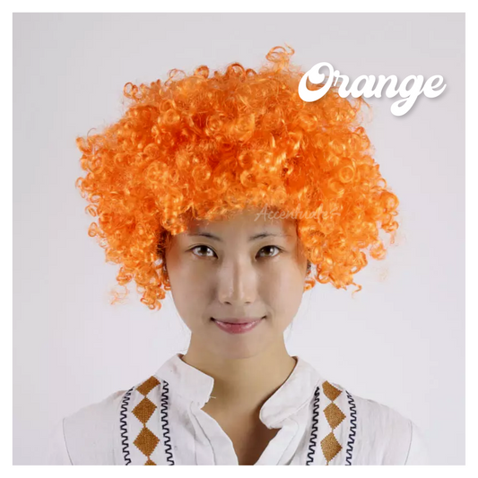 Plain Orange Low-Volume Afro Style Wig