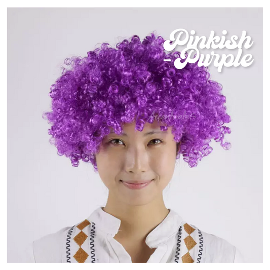 Plain Pinkish-Purple Low-Volume Afro Style Wig