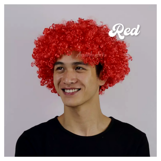 Plain Red Low-Volume Afro Style Wig