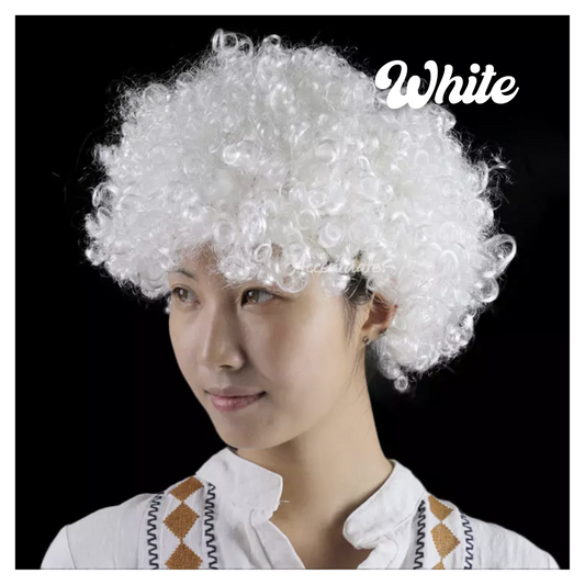 Plain White Low-Volume Afro Style Wig