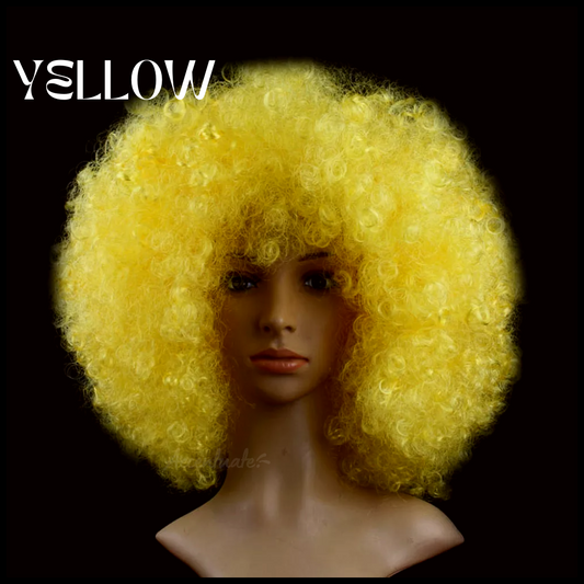 Plain Yellow High-Volume Afro Style Wig