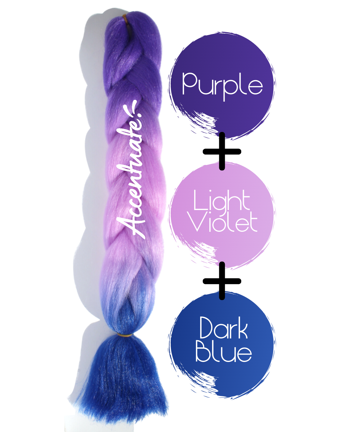 24" Purple + Light Violet + Dark Blue Ombré Jumbo Braid Hair Extension