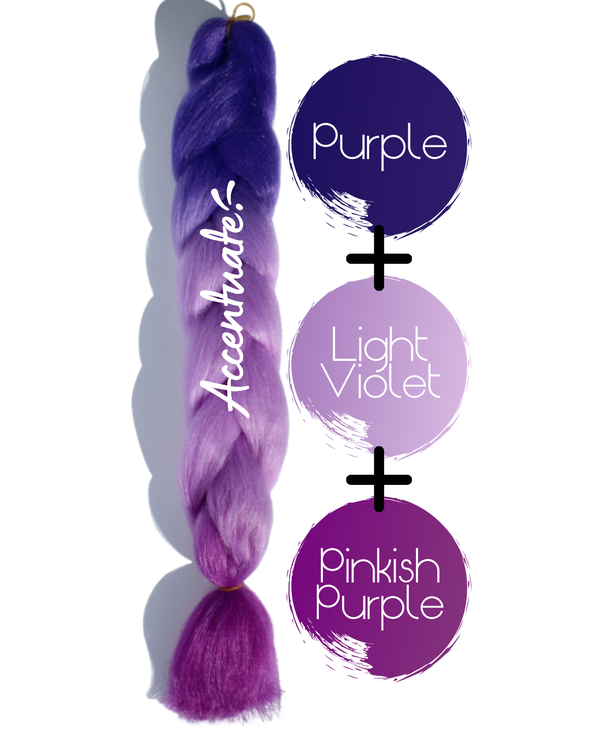 24" Dark Purple + Light Violet + Pinkish Purple Ombré Jumbo Braid Hair Extension