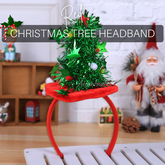 Red Themed Christmas Tree Tinsel Headband (Unisex/For All Ages)