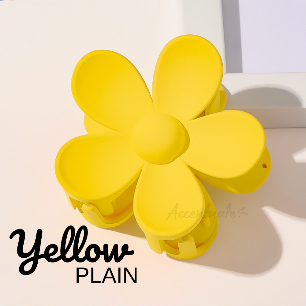 Yellow Plain Flower Shape Hair Clip Clasp