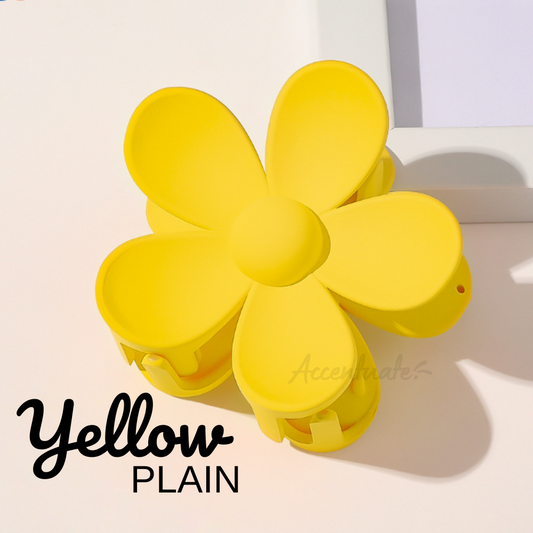 Yellow Plain Flower Shape Hair Clip Clasp