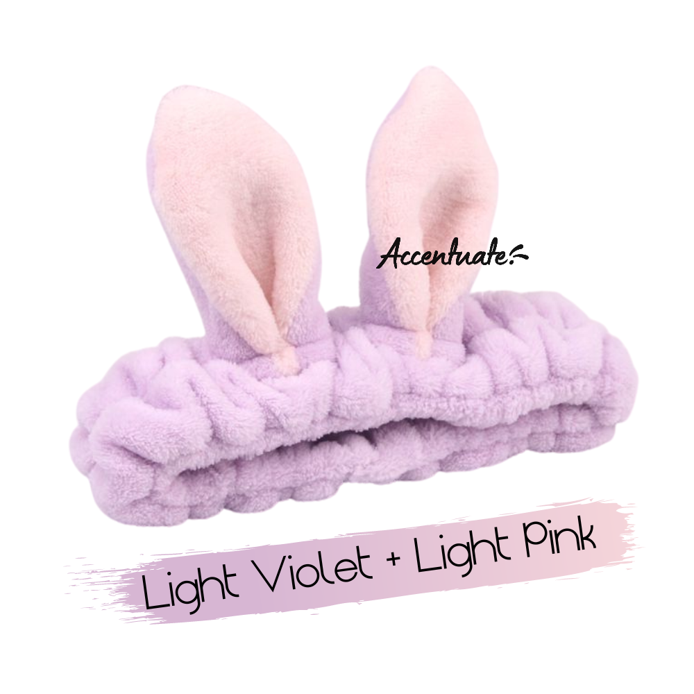 Light Violet & Light Pink Rabbit Ears Plain Spa Headband (Adult Size)