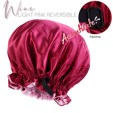 Wine / Light Pink Adjustable Reversible Bonnet (Adult Size)