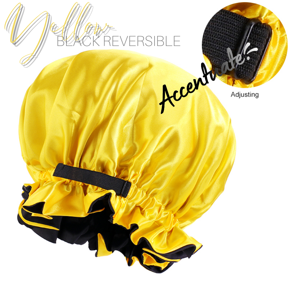 Yellow / Black Adjustable Reversible Bonnet (Adult Size)