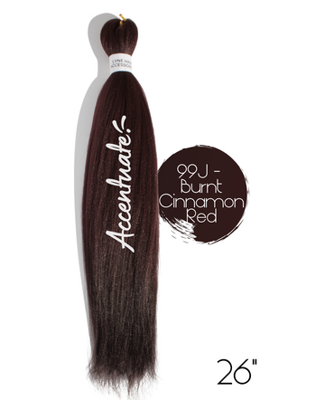 26" Plain 99J - Burnt Cinnamon Red Pre-Stretched Hair Extension