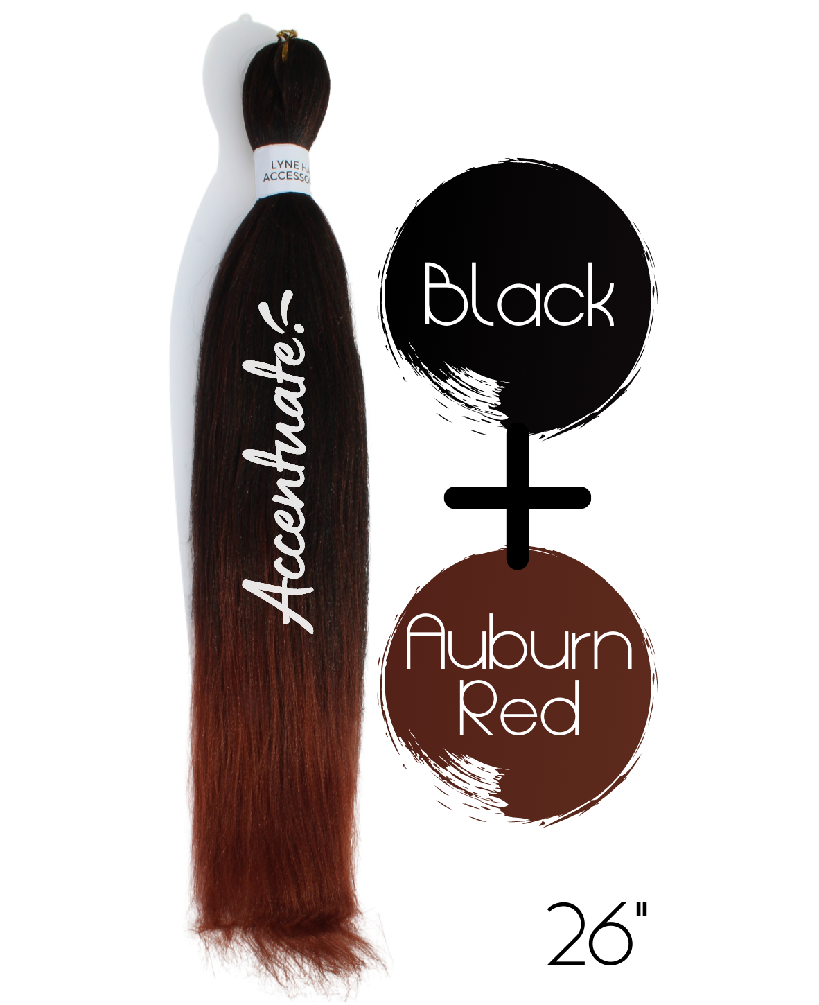 26" Black / Auburn Red Pre-Stretched Ombré Hair Extension