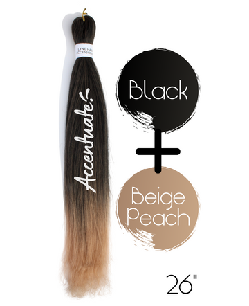 26" Black / Beige Peach Pre-Stretched Ombré Hair Extension