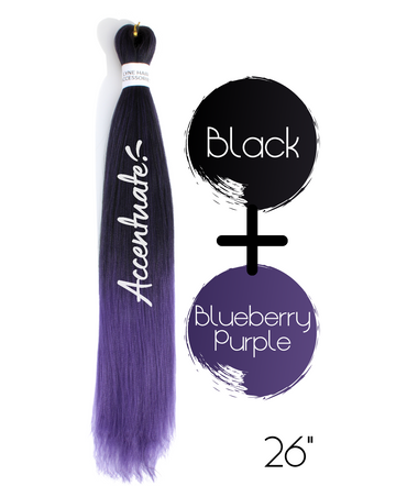 26" Black / Blueberry Purple Pre-Stretched Ombré Hair Extension