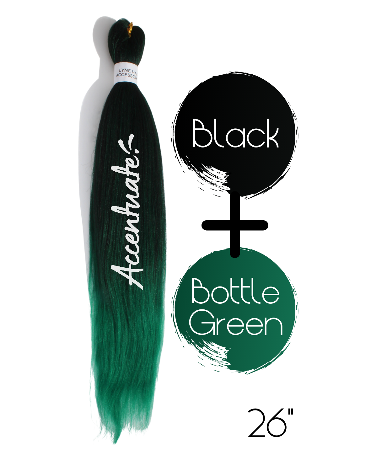 26" Black / Bottle Green Pre-Stretched Ombré Hair Extension