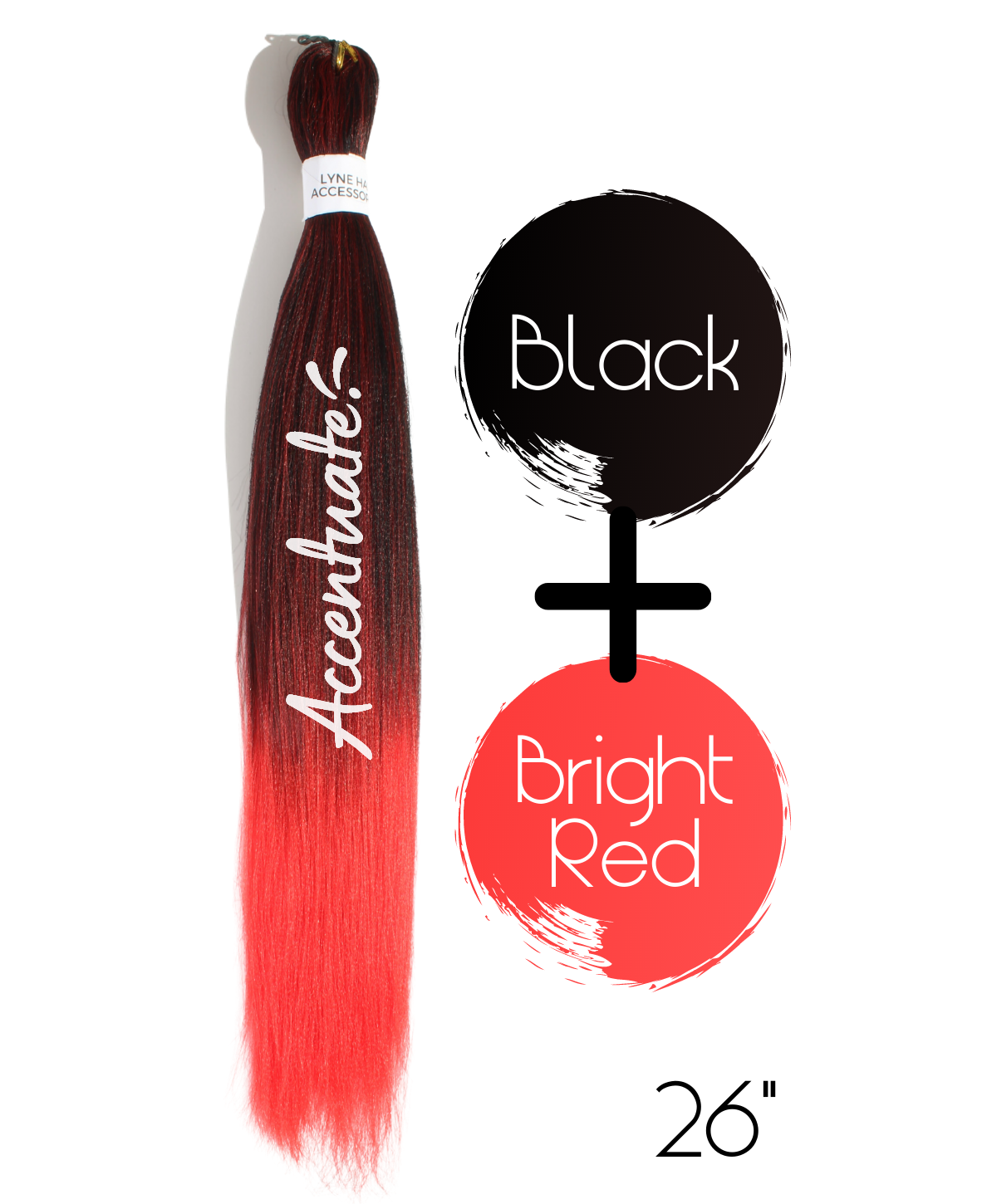 26" Black / Bright Red Pre-Stretched Ombré Hair Extension