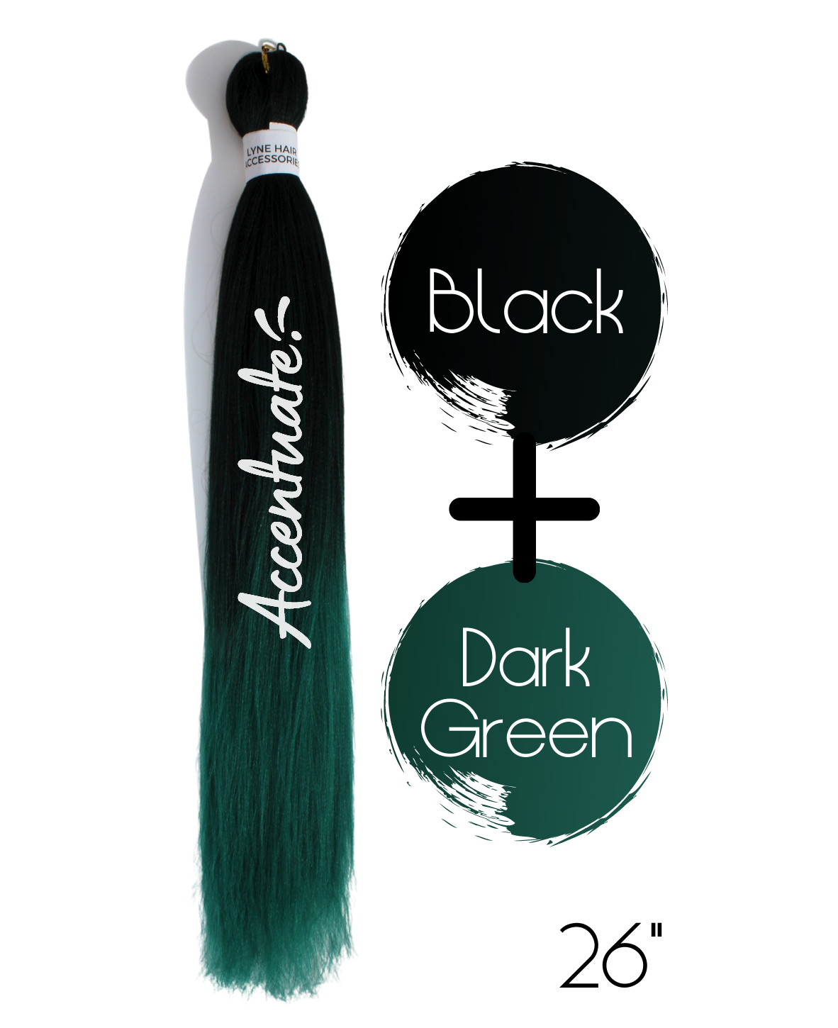 26" Black / Dark Green Pre-Stretched Ombré Hair Extension