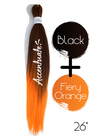 26" Black / Fiery Orange Pre-Stretched Ombré Hair Extension