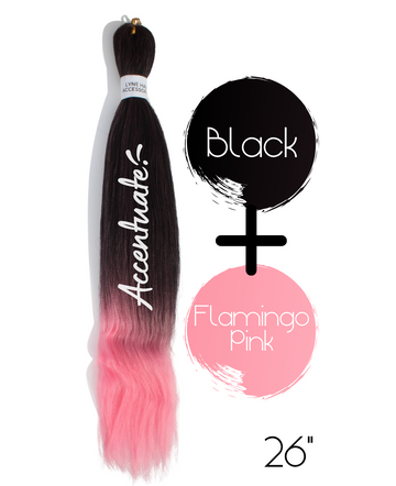 26" Black / Flamingo Pink Pre-Stretched Ombré Hair Extension