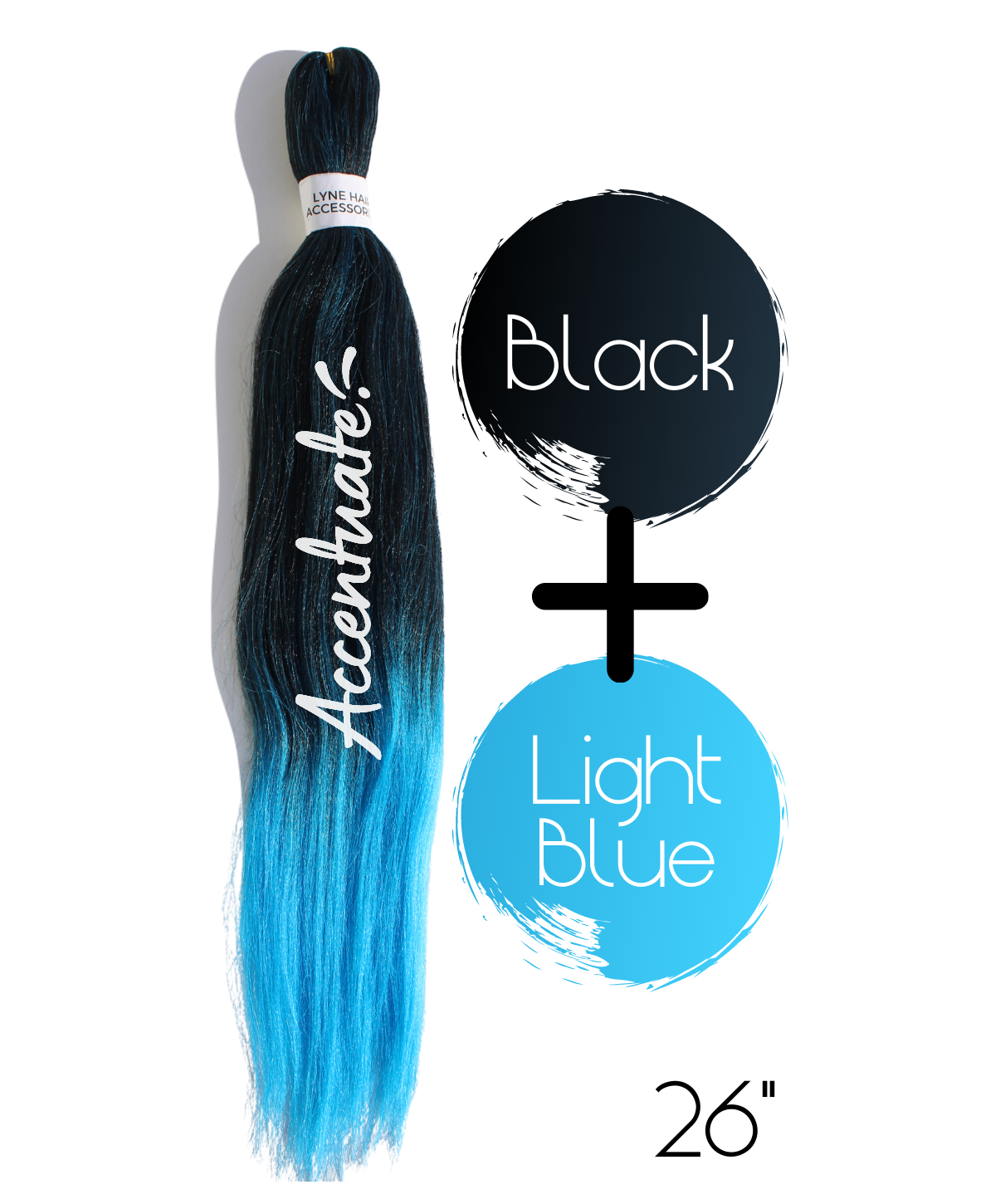 26" Black / Light Blue Pre-Stretched Ombré Hair Extension