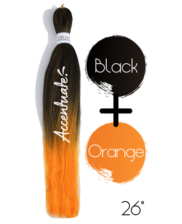 26" Black / Orange Pre-Stretched Ombré Hair Extension