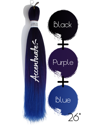 26" Black / Purple / Blue Pre-Stretched Ombré Hair Extension
