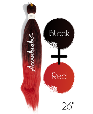 26" Black / Red Pre-Stretched Ombré Hair Extension