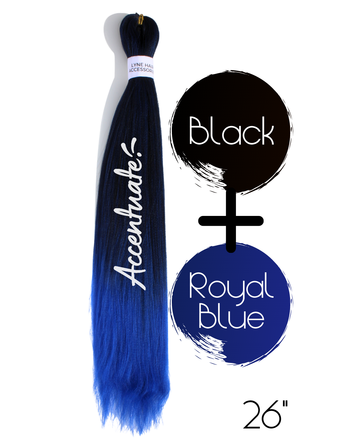  26" Black / Royal Blue Pre-Stretched Ombré Hair Extension