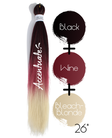 26" Black / Wine / Bleach-Blonde Pre-Stretched Ombré Hair Extension