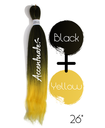 26" Black / Yellow Pre-Stretched Ombré Hair Extension