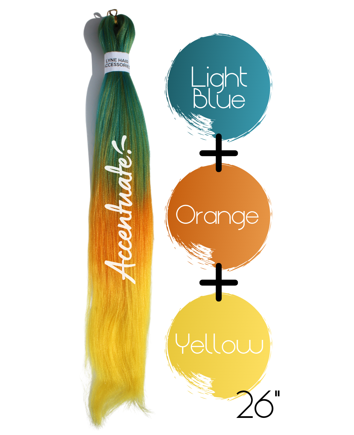 26" Light Blue / Orange / Yellow Pre-Stretched Ombré Hair Extension