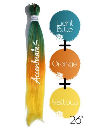 26" Light Blue / Orange / Yellow Pre-Stretched Ombré Hair Extension
